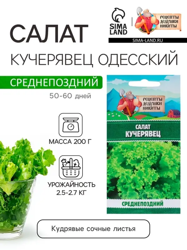 Семена Салат  Семена Салат "Кучерявец Одесский", 0,5 г