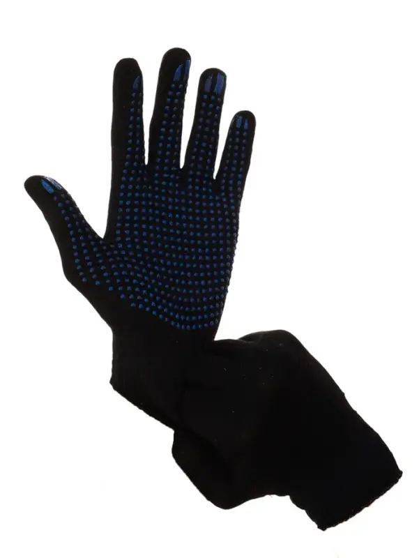 Перчатки садовые, хб, вязка 10 класс, 5 нитей, размер 9, с ПВХ точками, чёрные