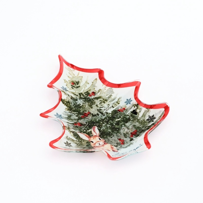 Тарелка в форме ёлки новогодняя Дорого внимание «Загадай желание», 19,5 х 16,5 см, стекло Тарелка в форме ёлки новогодняя Дорого внимание «Загадай желание», 19,5 х 16,5 см, стекло