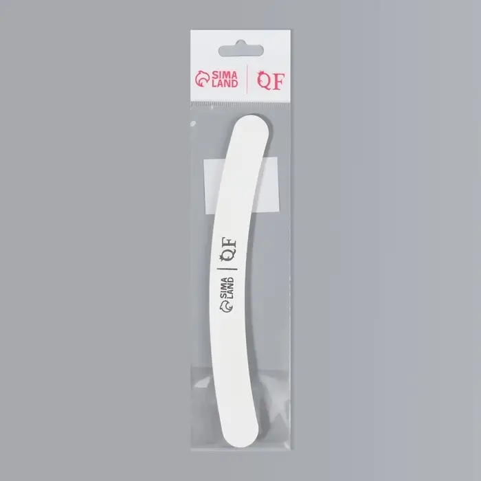 Пилка для ногтей, бумеранг, 200/240 грит, 18 см, белая