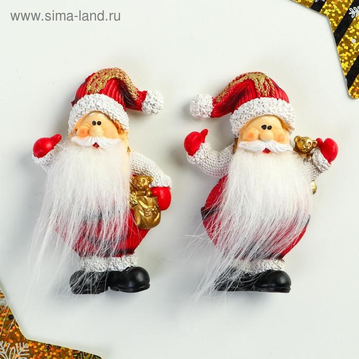 Магнит полистоун "Дедушка Мороз с длинной бородой" МИКС 9,2х5,5х1 см