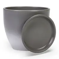 Горшок цветочный с поддоном 1,4 л, d15/h13 см серый керамика, "Туман" (М)