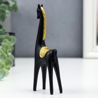 Фигурка полистоун «Чёрный конь с золотой гривой», 15×2.5×5 см