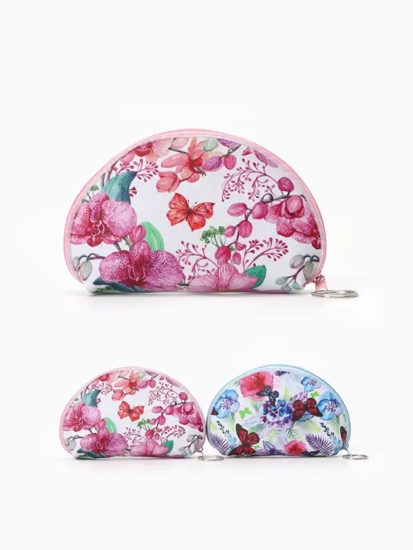 Кошелёк-монетница на молнии, 13.5&times;3.5&times;9 см, с принтом, МИКС