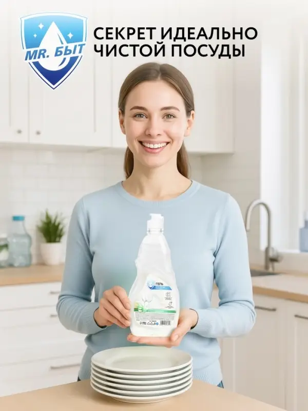Гель для мытья посуды, 500 мл, аромат алоэ вера, Mr.Быт