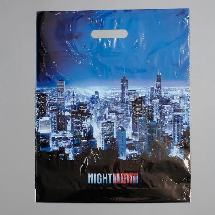 Пакет «Ночные огни», полиэтиленовый с вырубной ручкой, 38×47 см, 60 мкм