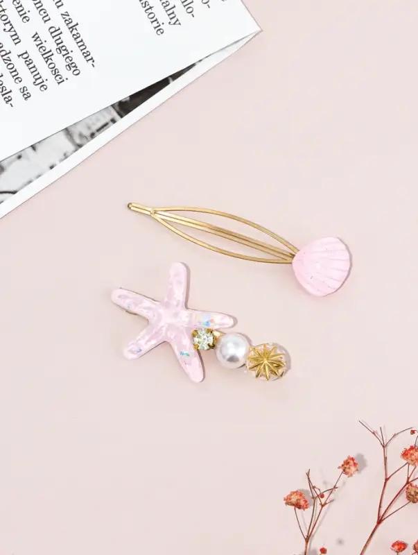 Набор для волос "Морская звезда" (1 зажим, 1 невидимка) 7 см, розовый