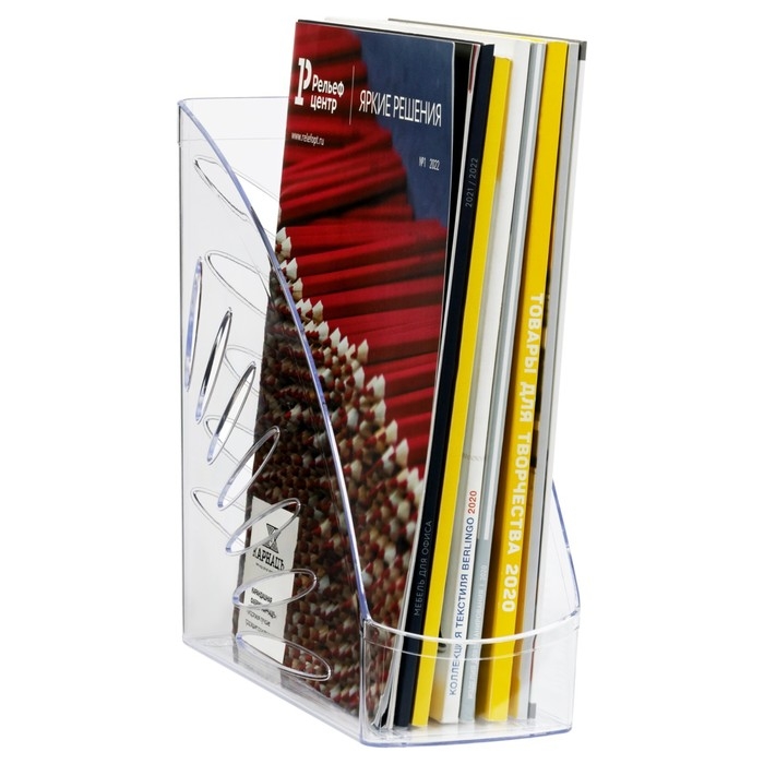 Лоток для бумаг вертикальный СТАММ  Лоток для бумаг вертикальный СТАММ "Тропик", прозрачный, ширина 110мм