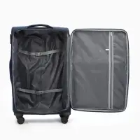 Чемодан на колёсах TEXTURA, кодовый замок, текстильный, с увеличением, 47&times;30&times;78 см, 28", синий