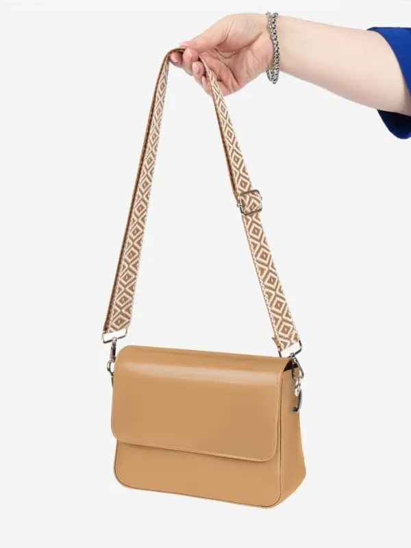 Ручка для сумки &laquo;Ромбы&raquo;, стропа, 135&plusmn;3&times;3.8 см, цвет горчичный, белый