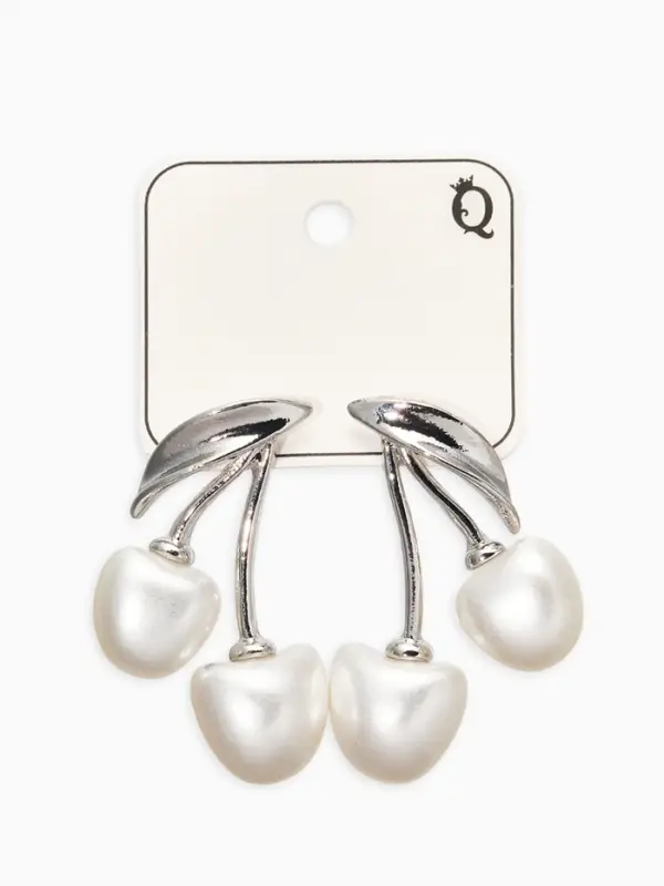 Серьги жемчуг Серьги жемчуг "Вишня", цвет белый в серебре