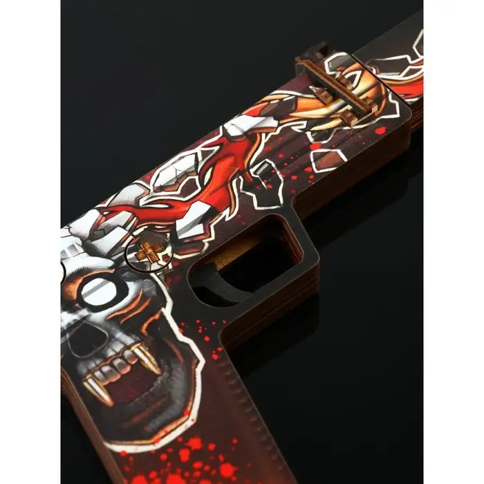 Сувенир деревянный пистолет с глушителем «Череп и пуля», ВБ, 31.9 см