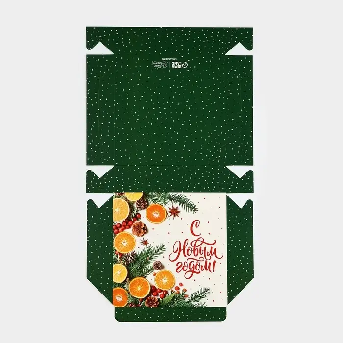 Коробка складная «С Новым годом!», апельсины 14 х 14 х 3.5 см Коробка складная «С Новым годом!», апельсины 14 х 14 х 3.5 см