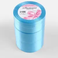 Набор атласных лент, 5 шт., 6/10/20/40/50 мм, 23&plusmn;1 м, голубой