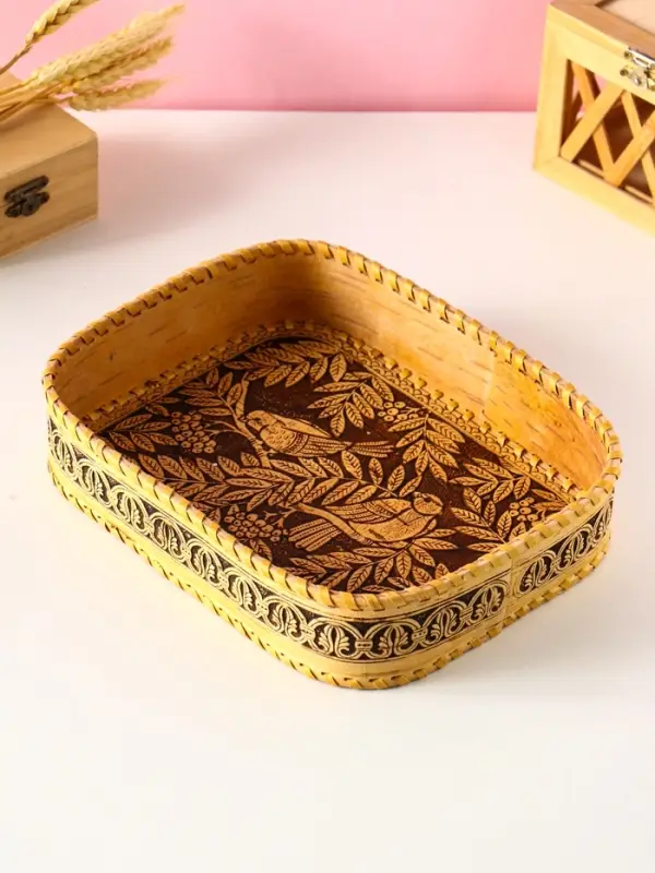 Сухарница Сухарница "Птички" , 24,5х17,5х4,5см, береста