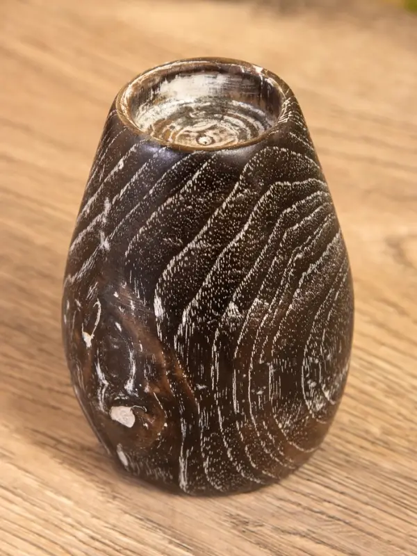 Подсвечник, d=4 см, 8&times;8&times;11 см, дерево джати, тёмно-коричневый