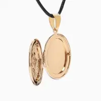 Кулон для фото на шнурке &laquo;Овал с цветами&raquo;, цвет золото на чёрном шнурке, 45 см