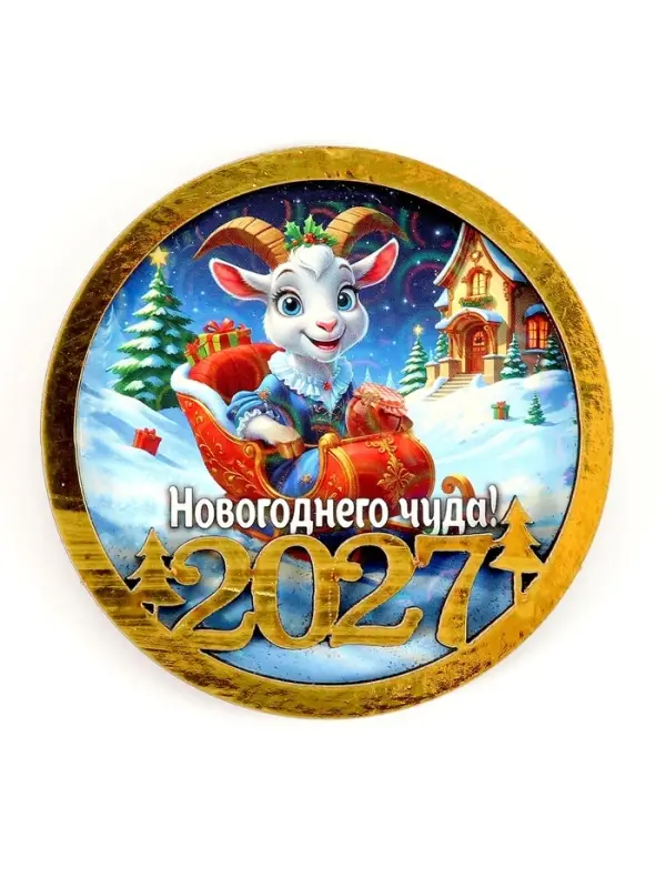 Магнит новогодний 2027 &laquo;Новогоднего чуда!&raquo; d=8 см