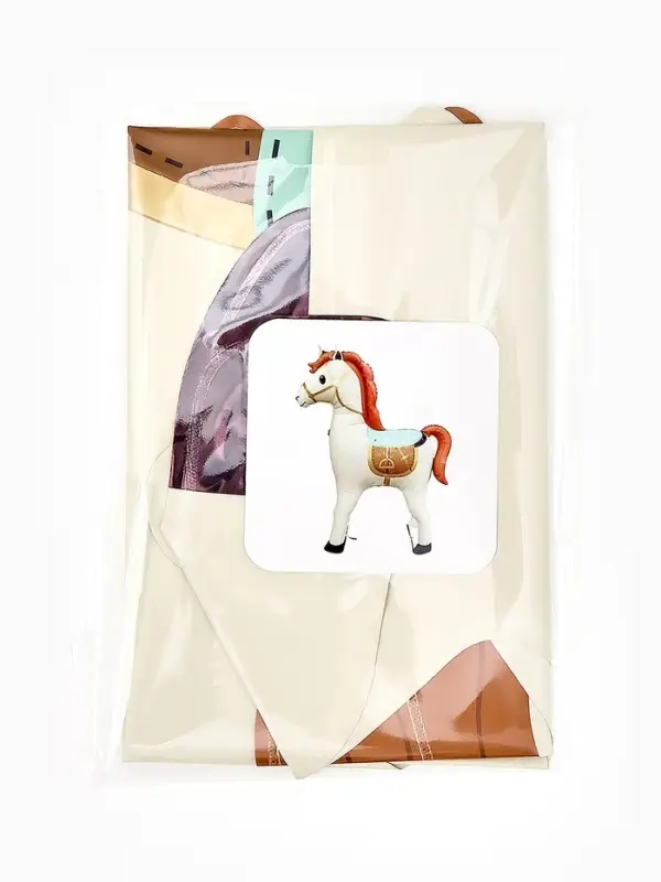 Воздушный шар фольгированный 28" "Лошадка", цвет белый