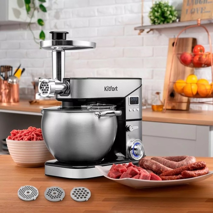 Миксер Kitfort КТ-3413, планетарный, 2000 Вт, 10/2/1.5 л, 6 скоростей, серебристый Миксер Kitfort КТ-3413, планетарный, 2000 Вт, 10/2/1.5 л, 6 скоростей, серебристый