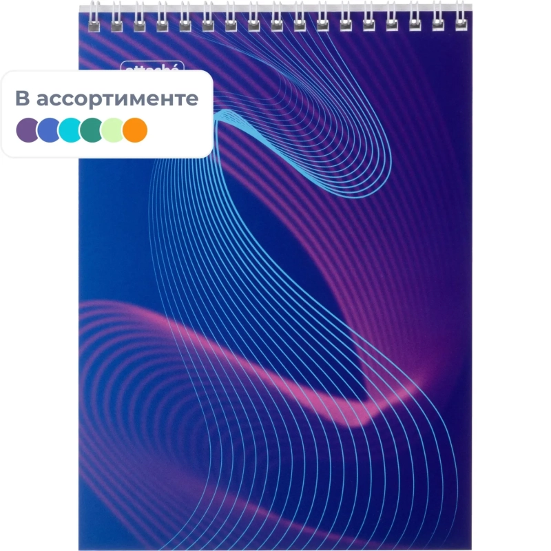 Блокнот А5,40л,клетка,метал.гребень,цв.обложка,Forma,в ассорт