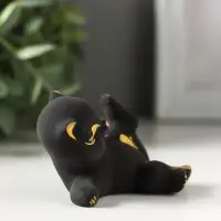 Фигурка керамика &laquo;Котик с лапкой&raquo;, 7 см, чёрный