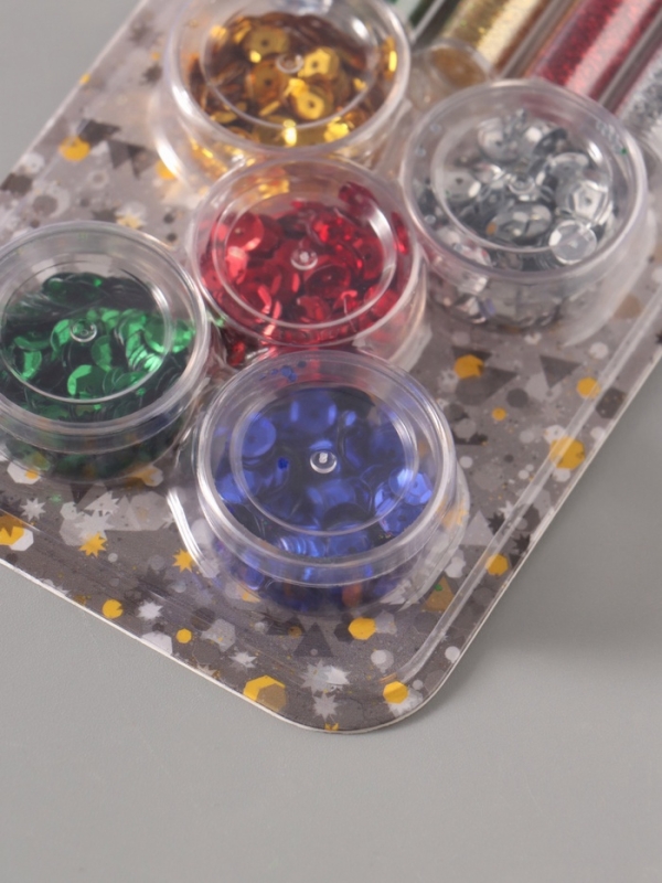 Глиттер Глиттер "Пудра и пайетки" металлик набор 5х6 гр и 5х5 гр 21,4х9,3 см