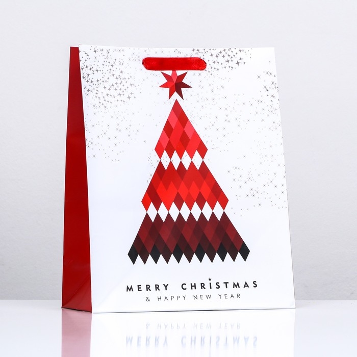 Пакет ламинированный "Красная ёлка" 26 x 32 x 12