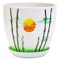 Горшок цветочный поддоном  2,5 л,  керамика, Азия (М)