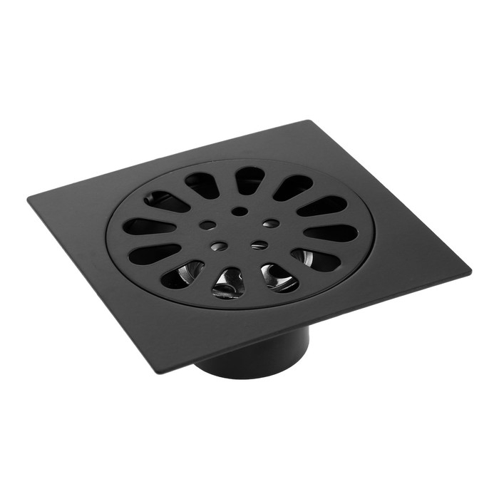 Трап ZEIN engr, 100х100 мм, вертикальный, с трубой, внеш/внут d=40/37 мм, нерж сталь, черный Трап ZEIN engr, 100х100 мм, вертикальный, с трубой, внеш/внут d=40/37 мм, нерж сталь, черный