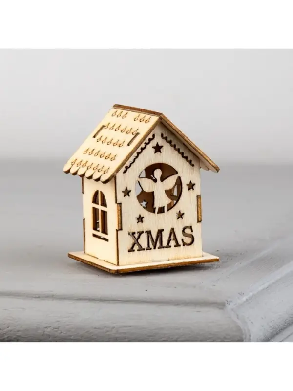 Ёлочная игрушка &laquo;Домик с ангелом&raquo;, 6&times;4.5&times;4.5 см, от батареек, свечение тёплое белое