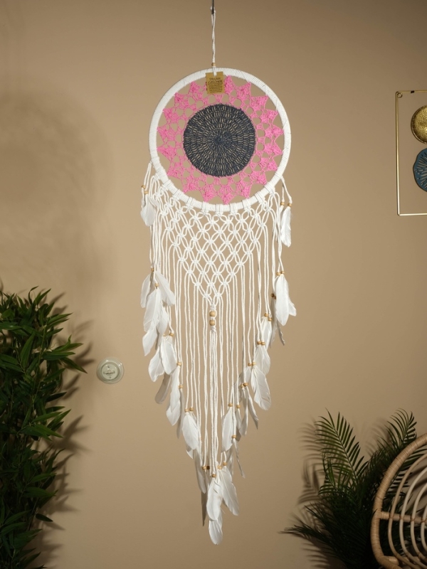 Ловец снов "Розовый подсолнух" 32х90 см.