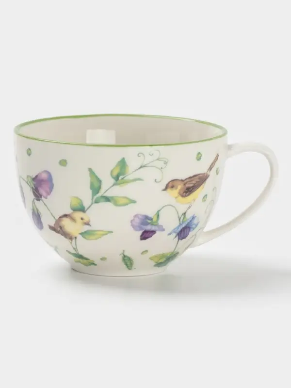 Сервиз чайный Доляна &laquo;Зелёный сад&raquo;, 12 предметов: 6 чашек 220 мл, 6 блюдец d=13 см, фарфор