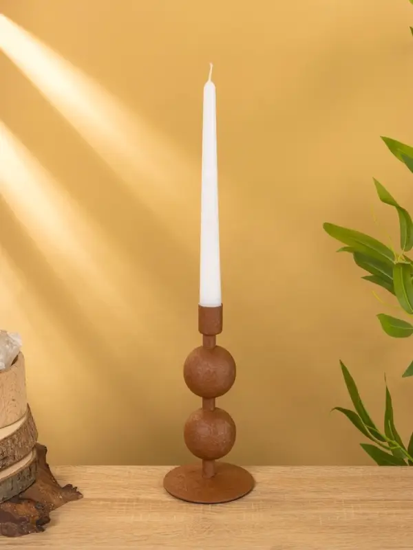 Подсвечник на 1 свечу «Бисквит», с 2 сферами, 8.5×8.5×18 +/- 1 см