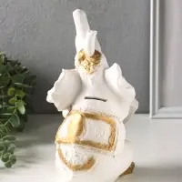 Копилка для денег &laquo;Слон с деньгой&raquo;, гипс, бело-золотой, 15&times;13&times;26 см