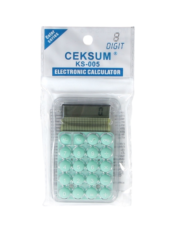 Калькулятор настольный 08-разрядный, KS-005, прозрачный корпус, зеленые кнопки