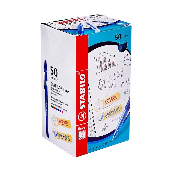 Ручка шариковая Stabilo Liner 808F, для письма, узел 0.5 мм, синяя Ручка шариковая Stabilo Liner 808F, для письма, узел 0.5 мм, синяя