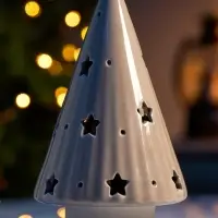 Светодиодная фигура &laquo;Ёлочка бежевая&raquo;, 16.7&times;9.7&times;9.7 см, 1 LED, керамика, от батареек LR44&times;3, тёплый белый свет