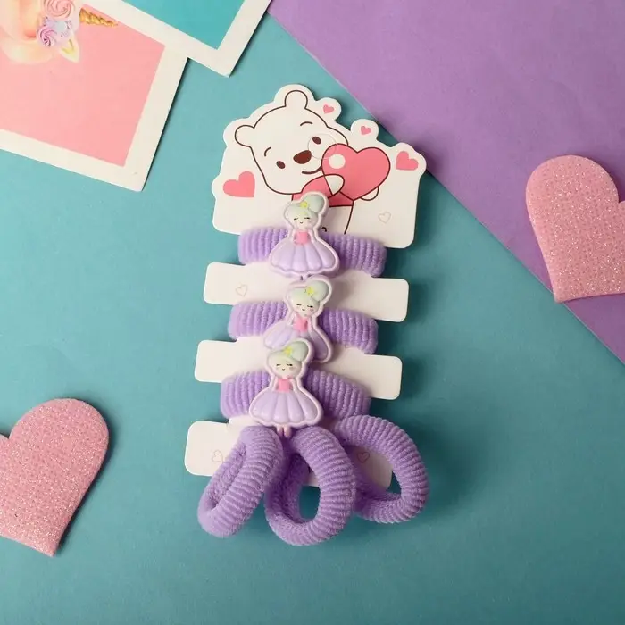 Резинка для волос  Резинка для волос "Мишутка" (набор 6 шт) принцесса, сиреневый