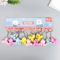 Брелок для ключей на кольце &laquo;Осьминожка в шляпке&raquo;, резина, 10&times;3.6 см, МИКС