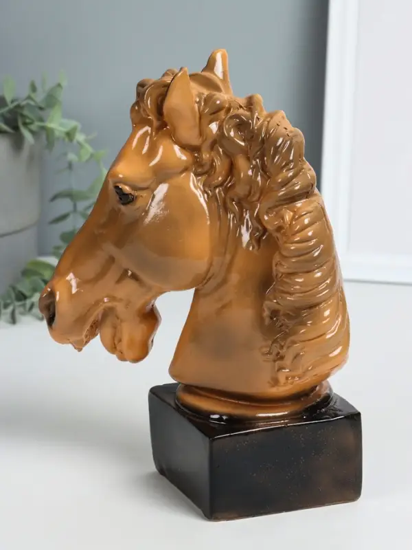 Копилка "Голова коня  Гнедая" высота 25 см, коричневый