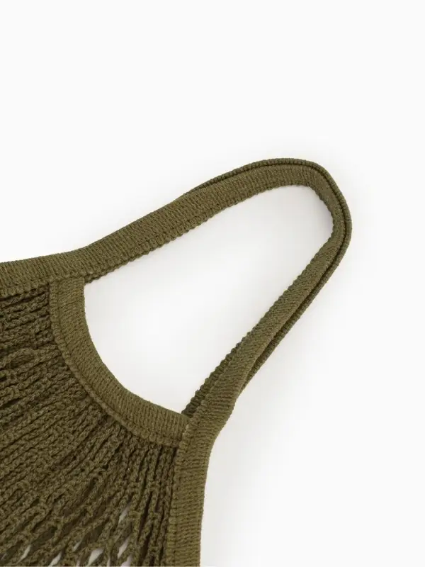 Сумка - авоська плетёная, клетка 1.5 см, зелёная