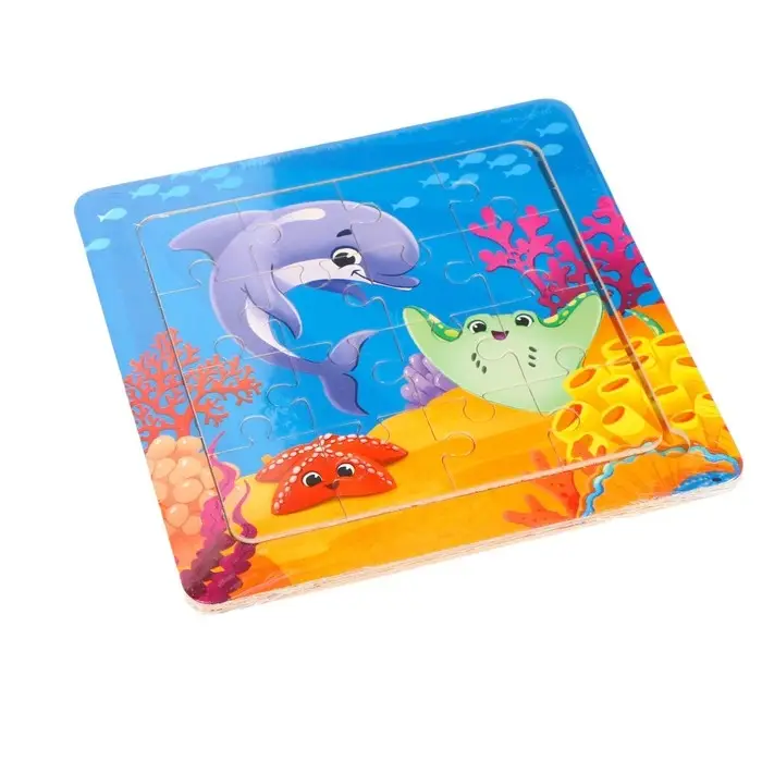 Пазлы «Морской мир», 16 элементов, 14×14 см Пазлы «Морской мир», 16 элементов, 14×14 см