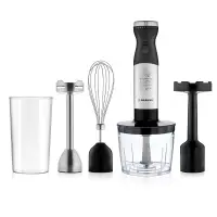 Блендер погружной BRAYER 1244BR, 800 Вт, 4 насадки, стакан 700 мл, чаша 500 мл, чёрный