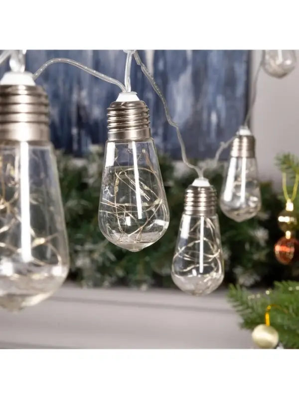 Гирлянда &laquo;Нить&raquo; 3 м с насадками &laquo;Лампа&raquo;, IP20, прозрачная нить, 80 LED, свечение белое, 8 режимов, 220 В