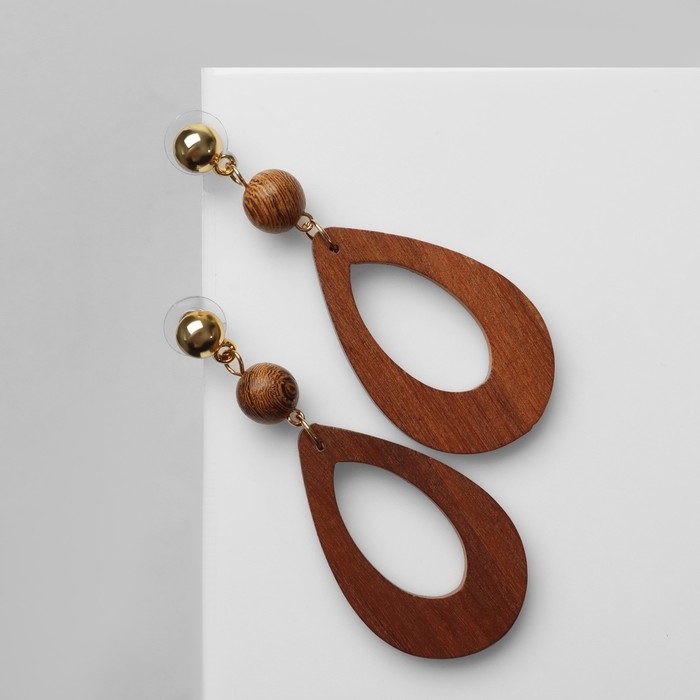 Серьги «Ваканда» стиль, капля, цвет коричневый Серьги «Ваканда» стиль, капля, цвет коричневый