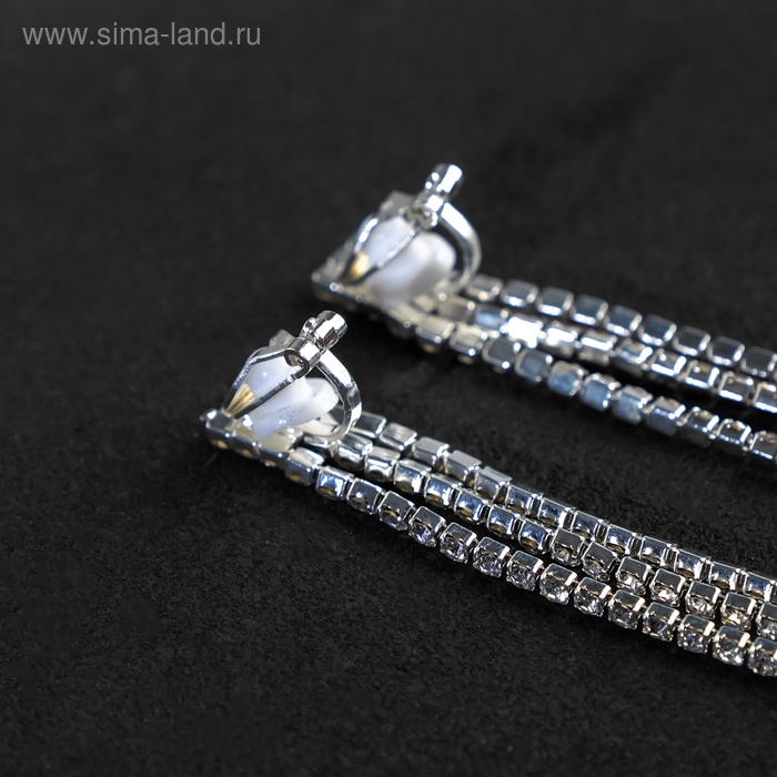 Клипсы «Лёд» классика, цвет белый в серебре Клипсы «Лёд» классика, цвет белый в серебре