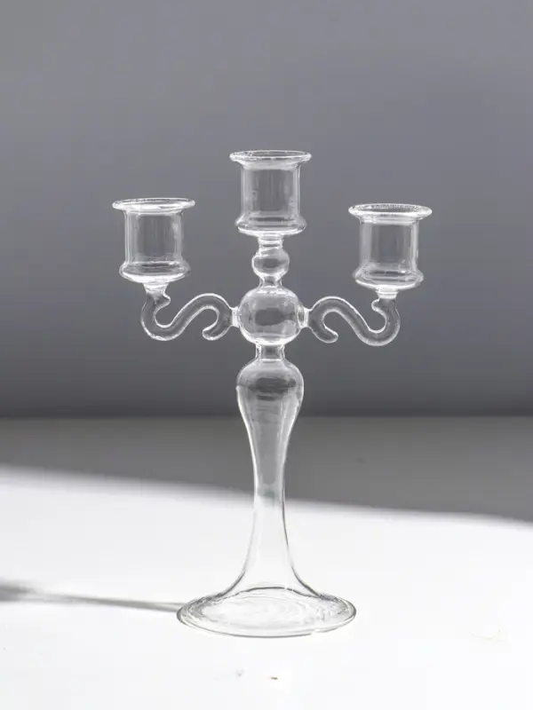 Подсвечник стекло  Подсвечник стекло "Версаль" прозрачный d=2.2 см 14х4х21,5 см