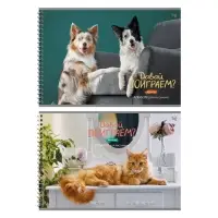 Альбом для рисования А4, 40 листов на гребне &laquo;Домашние питомцы&raquo;, блок офсет 100 г/м&sup2;, МИКС