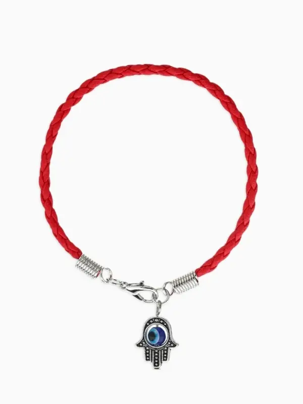 Браслет-оберег &laquo;Красная нить&raquo;, процветание и защита, синий в чернёном серебре, d=9 см